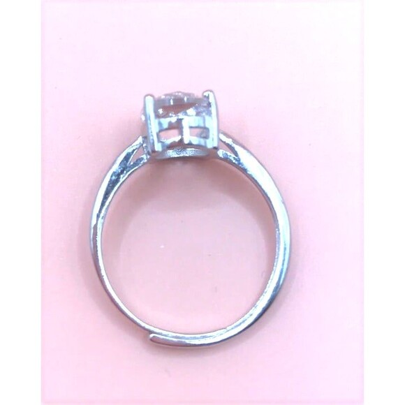 Checkerboard Cut Clear Quartz Ring - Adjustable - Picture 4 of 5